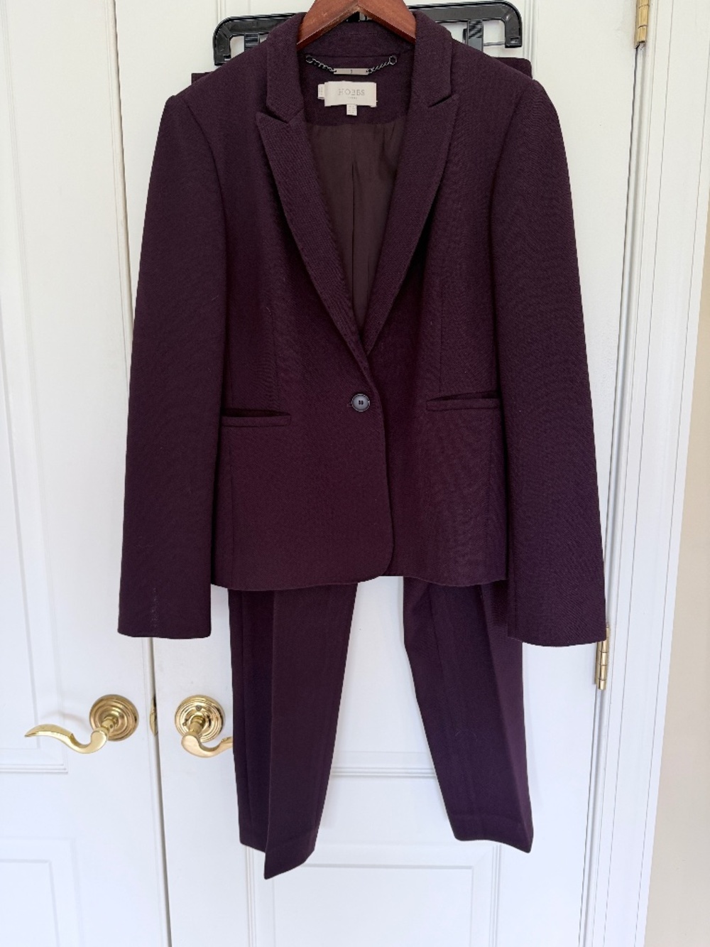 Hobbs London Aubergine Plum 2-piece Pant Suit size US 8